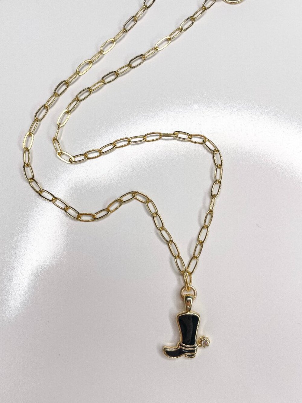 Taylor Shaye Designs Black Cowboy Boot Necklace